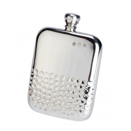 Bisley Hip Flask 6oz Half Hammered Pewter