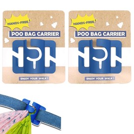 Hands-Free Dog Poop Bag Holder Handy Waste Bag Carrier for Basic Dog Leash Used Poop Bags Carrier Dog Walking Poo Bag Carrier for Flat Leash(2 Count,Blue)
