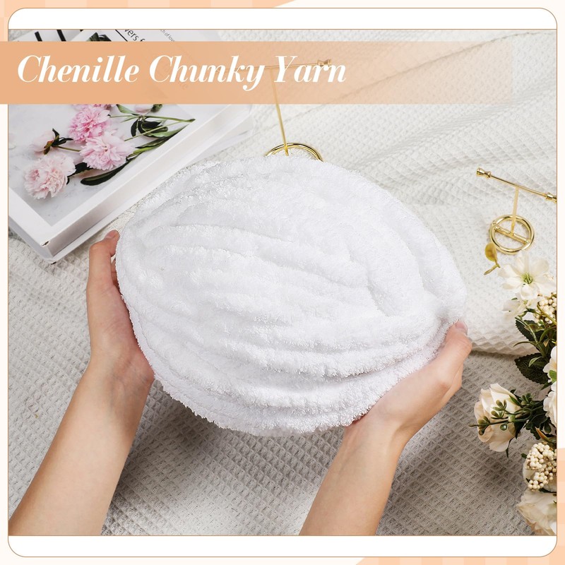 Timgle Chenille Chunky Yarn with 4 Pack 96 Yards Fluffy
