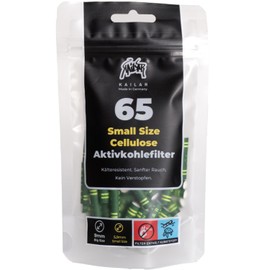 KAiLAR 65 Green Cellulose Activated Carbon Filters Slim (6 mm) with Vegan Activated Carbon from Coconut Shells | For a Less Toxic and Gentle Smoking Experience