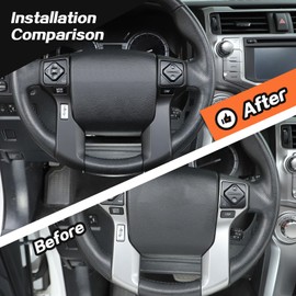 JeCar for 4Runner Steering Wheel Cover Trim Interior Accessories Compatible with Toyota 4runner SUV 2010-2019 (Matte Black)