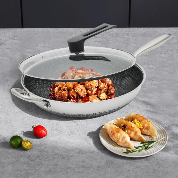 Unbranded Non Stick Double Sided Honeycomb Cooking Frying Wok Pan