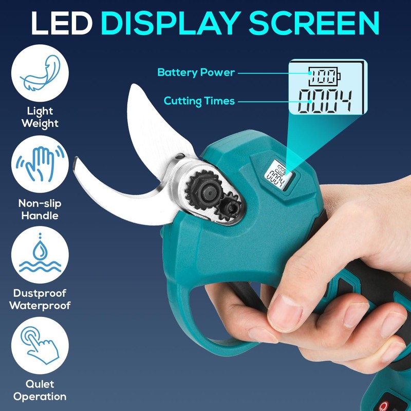Electric Pruning Shears, Cordless Electric Scissors with 2 PCS Rechargeable