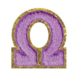 Omega Iron on Greek Letter Patches Glitter Gold Purple Chenille Greek Letters Sorority Gifts Greek Letter Patches for Clothing Hats Shirts Repairing Jeans Bags Craft