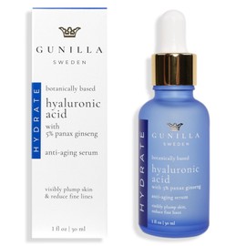 GUNILLA Hyaluronic Acid  Ginseng Serum All-Day Hydrating Facial Moisturizer with Anti-Aging Properties, Aloe-Vera Based, 14 Actives  Botanicals. Oil  