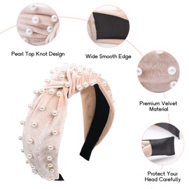 Headbands for Women’s Hair Pearl Leopard Knotted Elastic Headband Hair Bands Hairbands Twisted Headwrap Ear Wide Hair Hoops Accessories for Girls Adult Women Cute Knot Head Band 6 Packs (B, One Size)