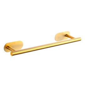 SEIDO Adhesive Towel Bar, 16 Inch Gold Towel Bar for Bathroom, Stainless Steel Towel Racks for Bathroom, No Drilling Needed, Brushed Gold