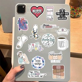 50PCS Nurse Stickers,Funny Nurse Gifts,Nursing Stickers,Nurse Week Gifts,EMT Gifts for Women,Medical and Emergency Decals Medical Decals for Computer,Cups,Planner Laptop Decals (nurse1)