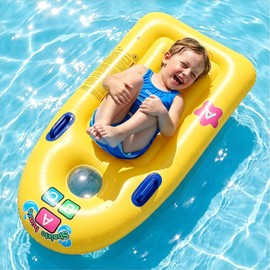 aninako Float Ring, Boat, Children, Surfboard, Float, Double Air Chamber Structure, Handle Included, Underwater Observation, Strong Buoyancy, Load Capacity 165.5 lbs (75 kg), For Beach, Pool, Water