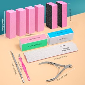 TsMADDTs- Valiosa herramienta para el cuidado de las uñas: incluye 4 bloques pulidores rosas, 2 bloques para lijar uñas de grano 60/80, 2 pulidores de