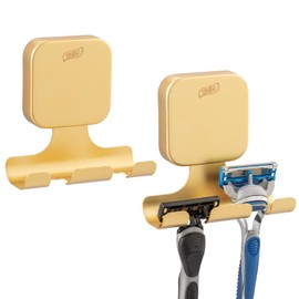 TAILI Shower Razor Holder Suction Cup, Vacuum Hanger Door Hooks for Shower Wall Towel Loofah Sponge Bathroom, Removable Waterproof, Gold, 2 Pack