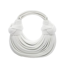 Tngan Women Woven Handbag PU Leather Satchel Creative Noodles Style Fashion Crossbody Bag, Z-white