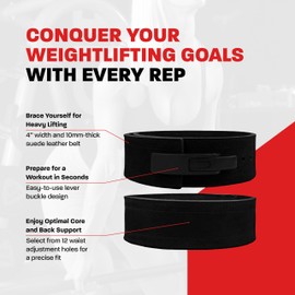 Hawk Sports Weightlifting Belt for Men and Women, 10mm x 4" Genuine Leather Lever Belt for Bodybuilding, Perfect for Deadlifting, Powerlifting, and Squats - Medium, Black