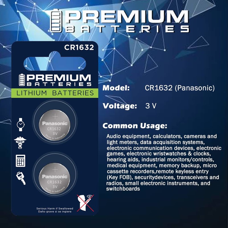 Premium Batteries CR1632 Battery 3V Lithium Coin Cell Child Safe
