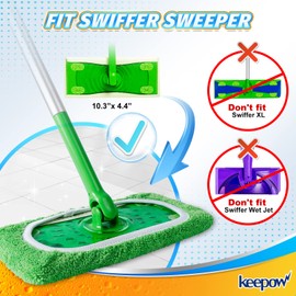 KEEPOW Reusable Wet Pads Refills Compatible with Swiffer Sweeper Mop, Dry Sweeping Cloths, Microfiber Wet Mopping Cloths for Hardwood Floor Cleaning, 4 Pack (Mop is Not Included)
