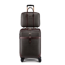 feilario 2Pcs Leather Business Spinner Wheel Luggage Waterproof Carry-On Suitcase with TSA Lock - Capacity 36-55L