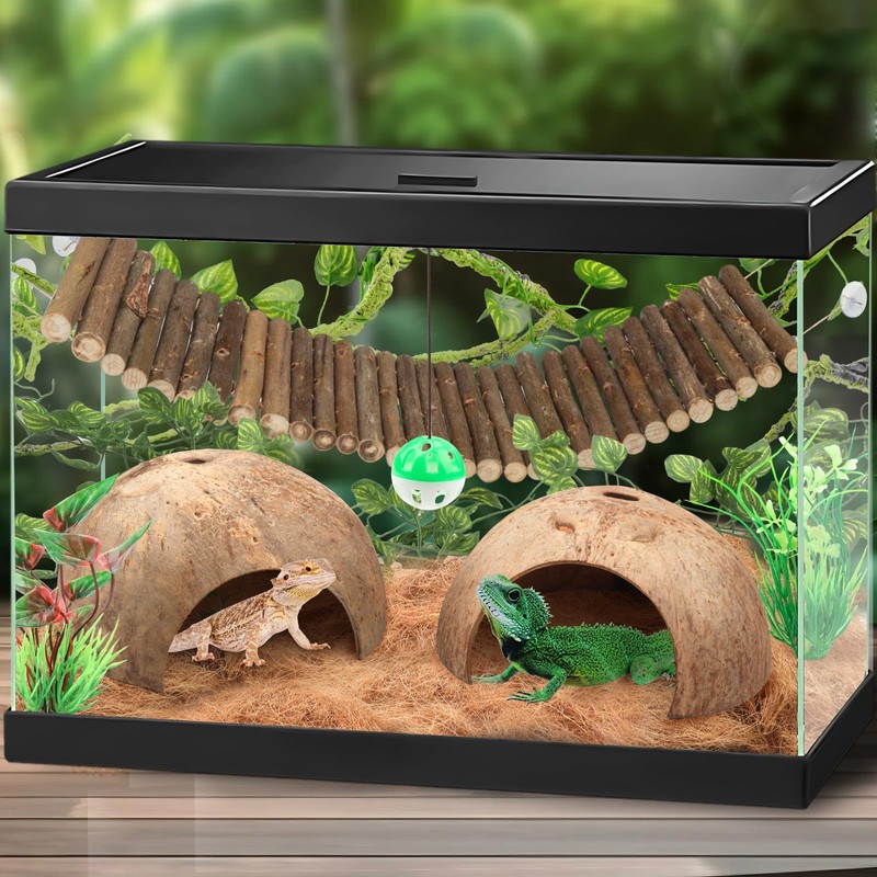 QUOZUO Crested Gecko Tank Accessories, Reptile Climbing Vines Hanging Plants