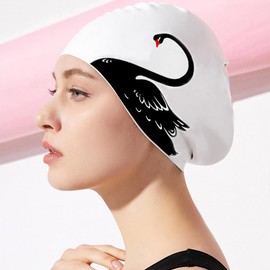 Swim Cap for Women Silicone White Swim Cap for Women Adult Swimming Cap for Long and Short Hair