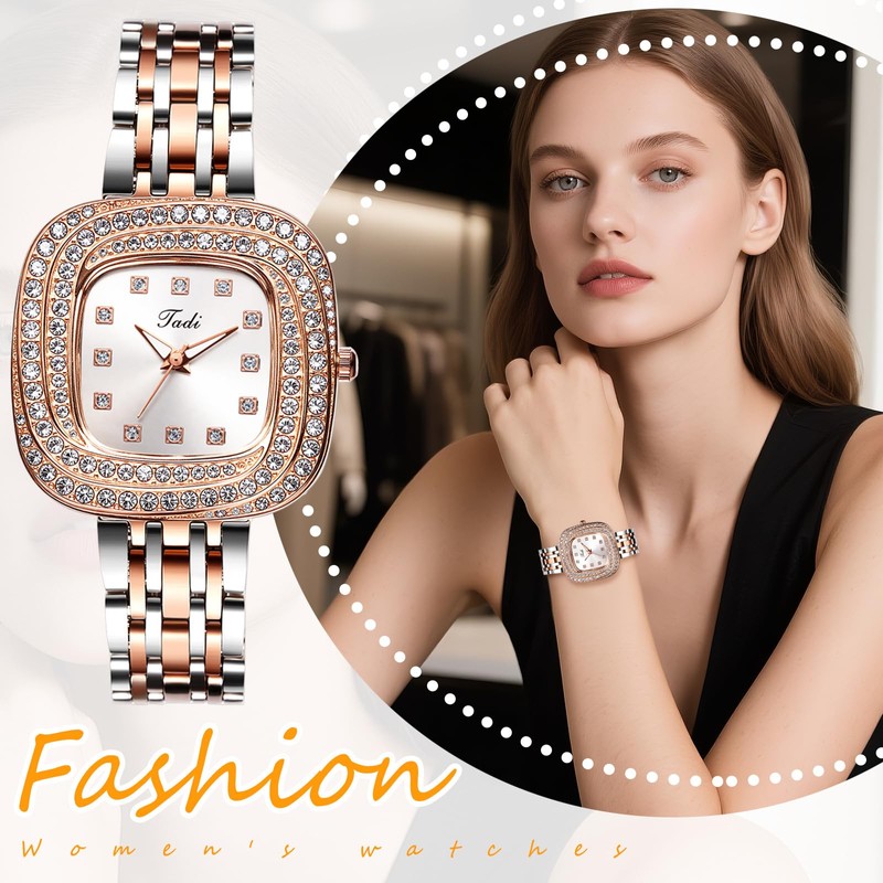 腕時計 レディース 可愛い キラキラ スクエア時計: アナログ 防水 アンティーク オシャレ 合金ベルト