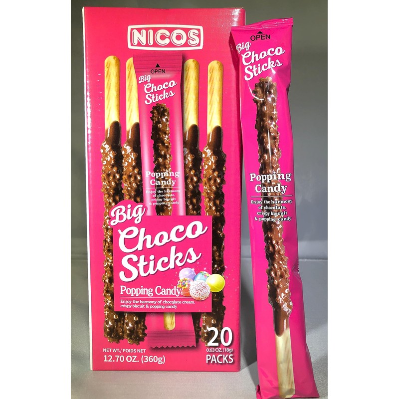 Nicos big choco sticks Popping candy 20ct -Feel the Pop-