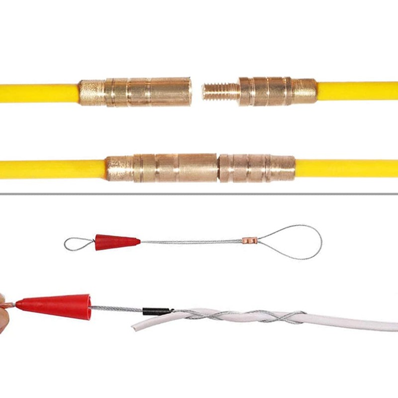 Cabling Rods, Fiberglass Electrical Connectable Fish Tape Pull Kit, 10Rods