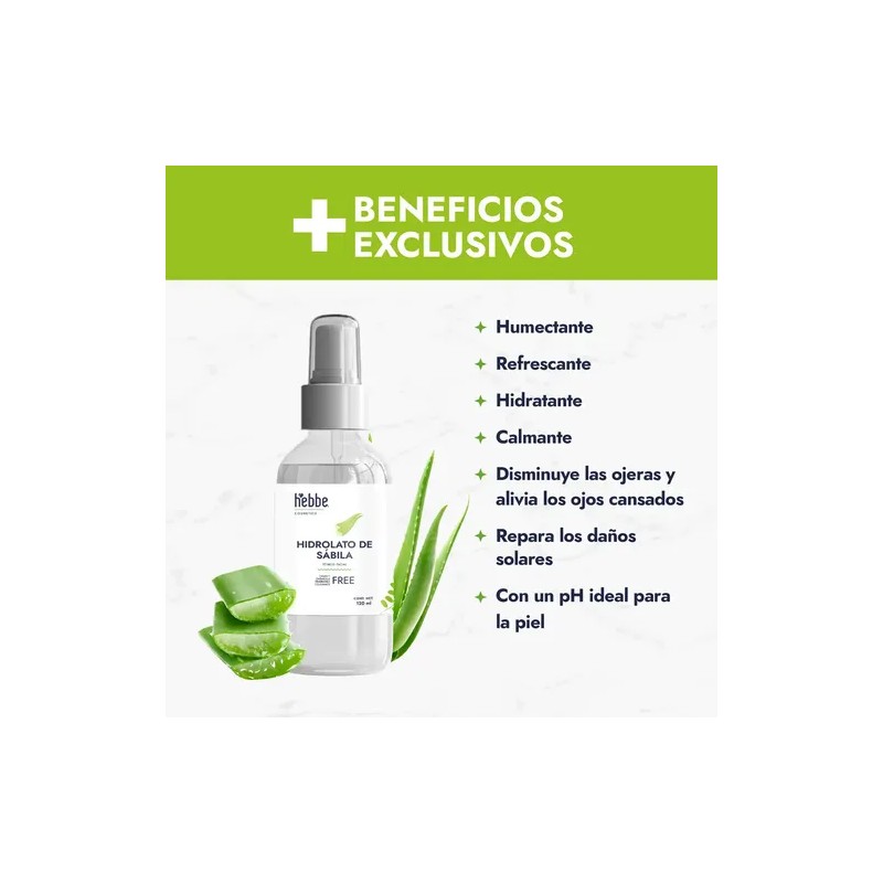 Hidrolato de Sábila Hebbe Cosmetics Aloe Vera Tónico Facial y