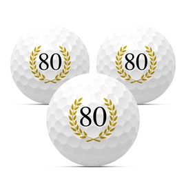 Golf Balls "80" for Birthdays, Set of 3, Golf Gift, Golf Birthday Gift, Gift Idea, Anniversary, Happy Birthday, 18 20 22 25 30 33 35 40 44 45 50 55 60 65 66 70 75 77 85 88 90 (80)
