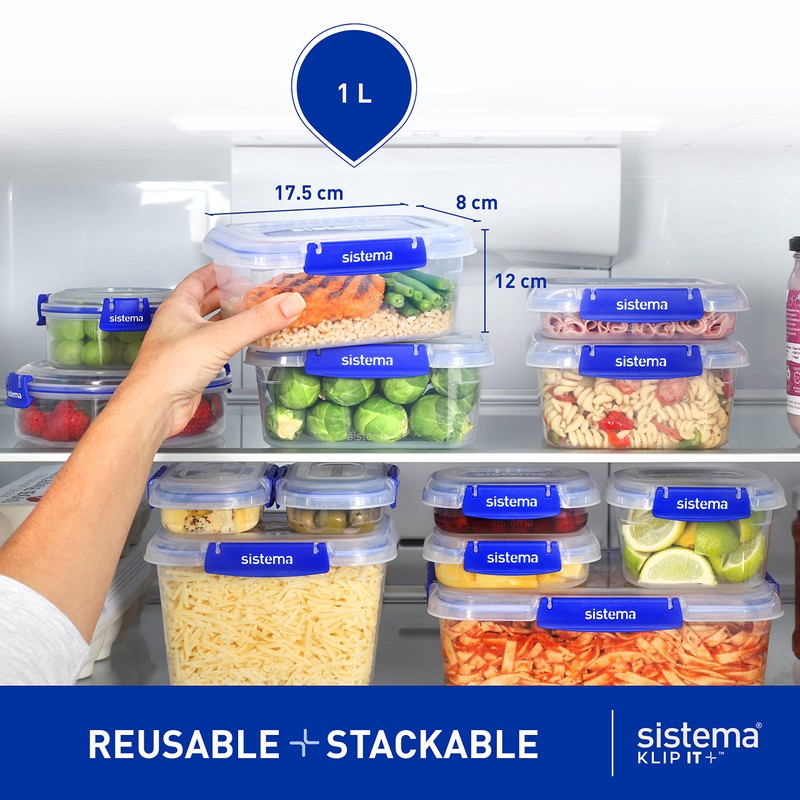 Sistema 886002 Klip It Plus Polypropylene Container, Rectangular, 0.40Lt, Drip