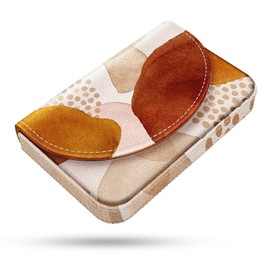 Xiviers Business Card Holder, PU Leather, Unisex, Multicolor, Bohemian Spots, Magnetic Closure, Slim Wallet