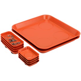 KEILEOHO 10 Packs Magnetic Tray Set, Orange Magnetic Parts Tray Set, Stainless Steel Magnetic Trays, Magnetic Tools Tray for Screws, Nuts, Bolts, Small Parts