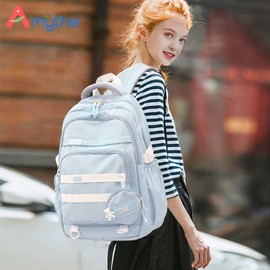 Amythe School Backpack Girls Teenagers Waterproof Daypack Lightweight School Bag Girls with Large Capacity Fashionable Backpack for School or Travel, blue, Rucksack Backpacks