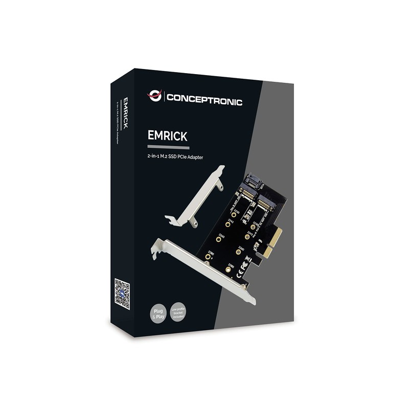Conceptronic EMRICK04B PCI Express Card 2-in-1 M.2 SSD PCIe Adapter