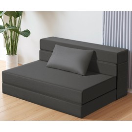 YESHOMY Folding Sofa Bed,Convertible Foldable Chair Beds Couch,Floor Sofas,Sleeper Futon Mattress,with Washable Cover, for Bedroom,Living Room,Twin Size (81"x41"x4.5"),Dark Grey