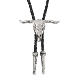 LALATCH Bolo Tie for Men Women, Cowboy Bolo Tie Texas Cowgirl Cowboy Necktie Bolo Ties Cowboy Accessories for Men Women, Silvery Small Bull