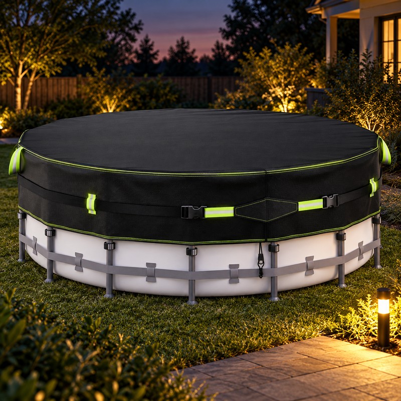 18FT Round 500D Winter Above Ground Pool Cover with Windproof