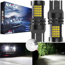 NATGIC Xenón blanco T20 W21/5W 7443 bombillas LED para luz de reversa, Canbus sin errores, resistencia incorporada, sin hiperflash sin errores, 7443 T20 bombilla LED para luces de respaldo (2 piezas)