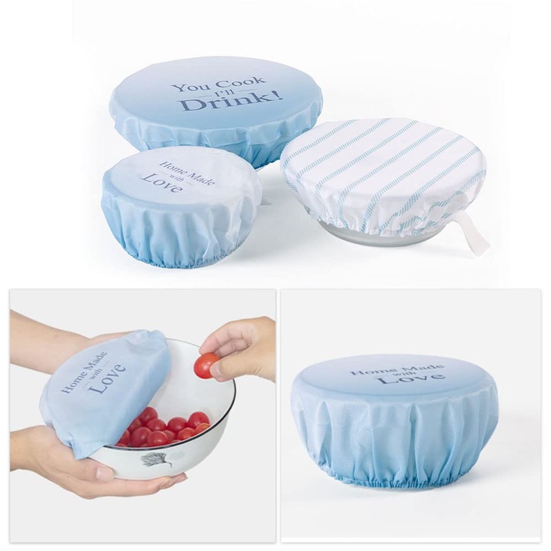 3 Pcs Fabric Bowl Covers Reusable Fabric Elastic Lids Durable