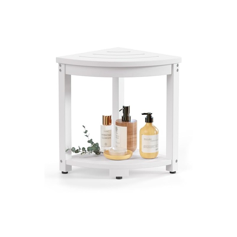 Waterproof Corner Shower Stool for Inside Shower, Poly Lumber Shower