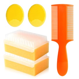 Cradle Cap Brush for Babies, 5Pcs Cradle Cap Treatment Set with Soft Bristle Brushes Silicone Scrubber Long Comb for Newborn Bathing Essentials Baby Brush and Comb Set (Orange)