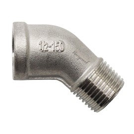 Horiznext shower pipe NPT 1/2 elbow fitting, 45 degree angle npt stainless steel adapter, female to male casting connector