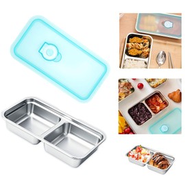 75F Grab and Go Snack Containers Stainless Steel, Stackable Double Compartment Food Lunch Meal, Reusable Snack Condiment Containers with Lids, Suitable for Travel and Outdoor Camping