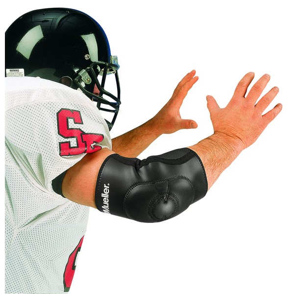 Mueller Padded Elbow Sleeve, Small - Medium, Arm Protection Sleeve for Football, Rugby, and Contact Sports, Comfortable, Skin Safe, Premium Sitched Elbow Padding for Athletes