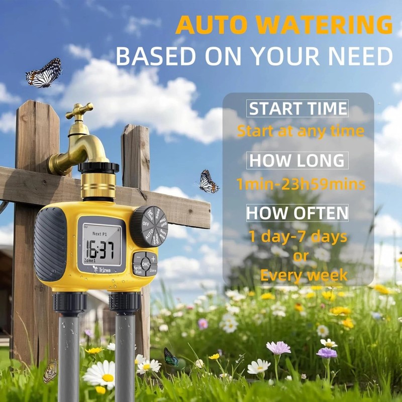 TRJZWA Sprinkler Timer Outdoor with Brass Swivel Water Timer for