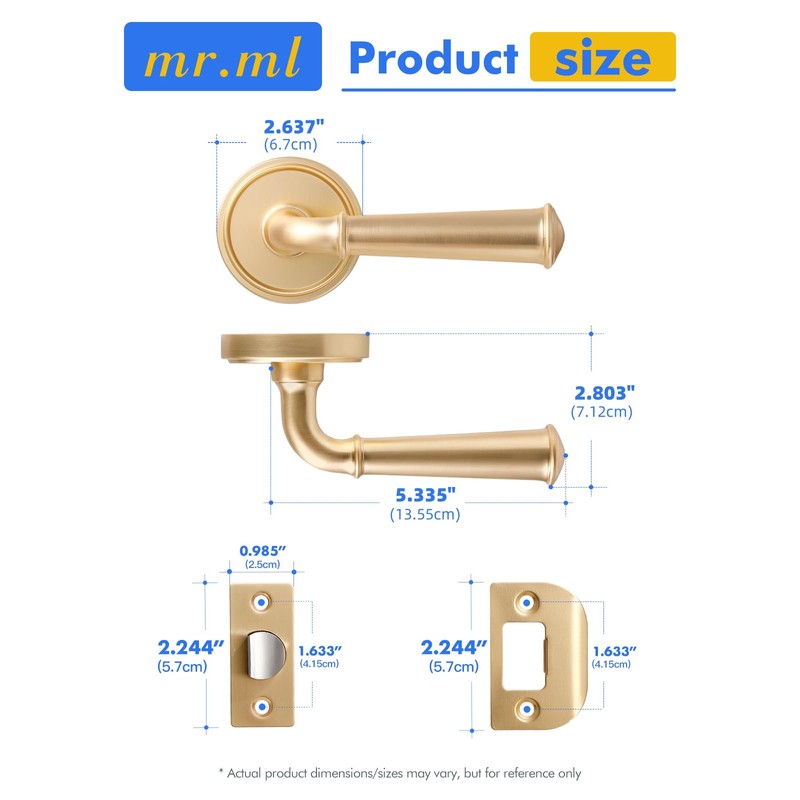 MRML Brushed Gold Passage Door Handle, Interior Hall Closet Light