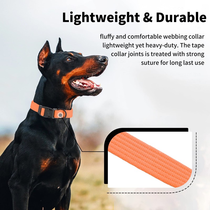 lynxking Dog Collar Soft Padded Breathable Cotton Solid Color Strong