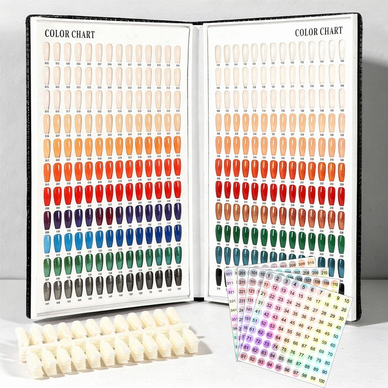 Professional 308 Nail Color Chart Book with 120 Pcs False