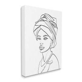 Stupell Industries Woman Wearing Classic African Headwrap Fluid Line Abstraction, Designed by ROS Ruseva Canvas Wall Art, Black