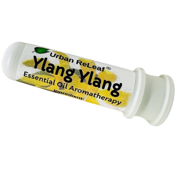 Urban ReLeaf Ylang Ylang Essential Oil Aromatherapy Nasal Inhaler — Pure Undiluted Floral Oil, Easy Open Snap Top. Made in USA. Alcohol-Free. No Mess. Pocket Size.