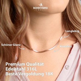 BONNYBIRD® Women's Necklace Made of Premium Stainless Steel, 100% Waterproof and Skin-Friendly, in Silver, Gold and Rose Gold, Stainless Steel, Not Applicable