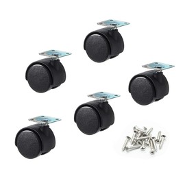 Copapa 1" Dia Plastic Wheel Metal Top Plate Swivel Ball Bearing Casters 5 Pcs w Mounting Screws